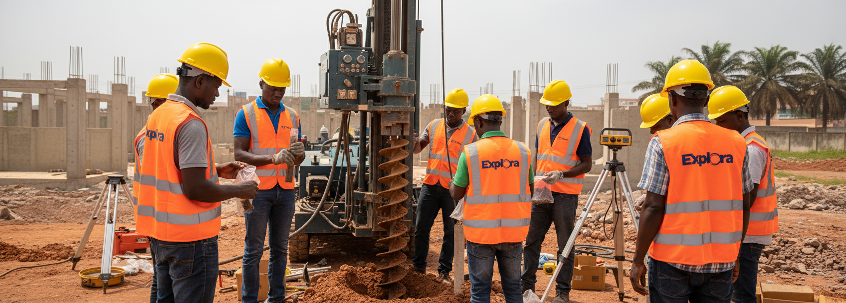 Équipe réalisant une étude géotechnique